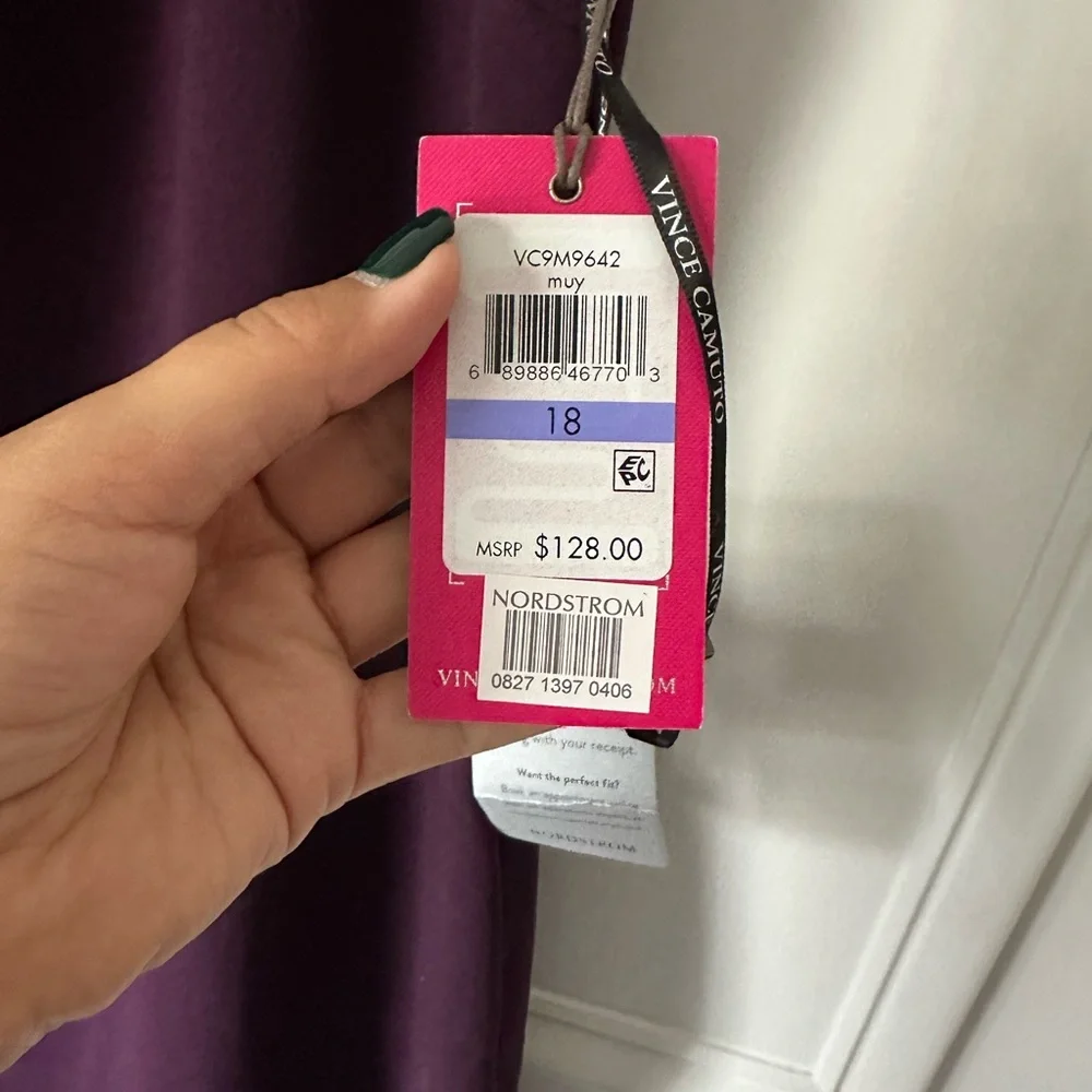 Vince Camuto Deep Purple Off the Shoulder Cocktail Dress - Picture 2 of 6